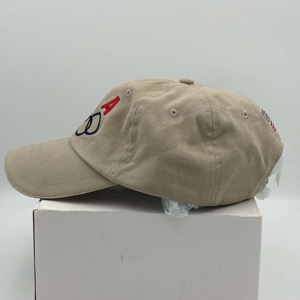 Vintage Team USA Olympics Corduroy Hat Mens Tan Khaki Olympic Rings Cap Mat Hat